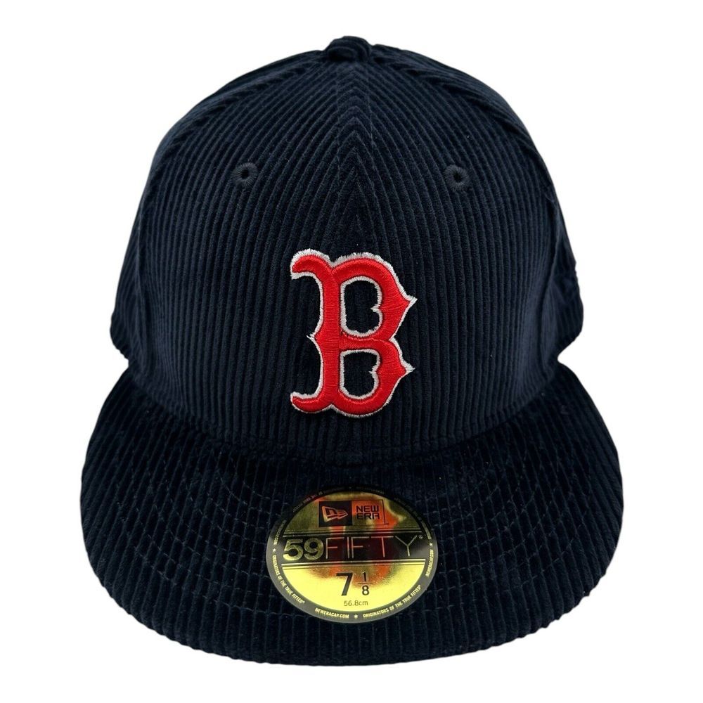 New Era 59Fifty Boston Red Sox Hat Cap Size 7 Navy Blue Corduroy 1984 Baseball